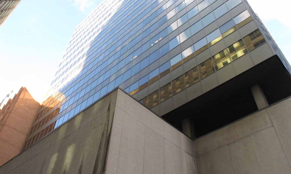 Looking up west elevation of Sir Richard Scott Building