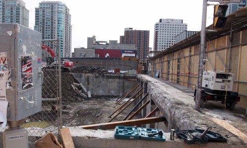 Looking south through the site from york Street