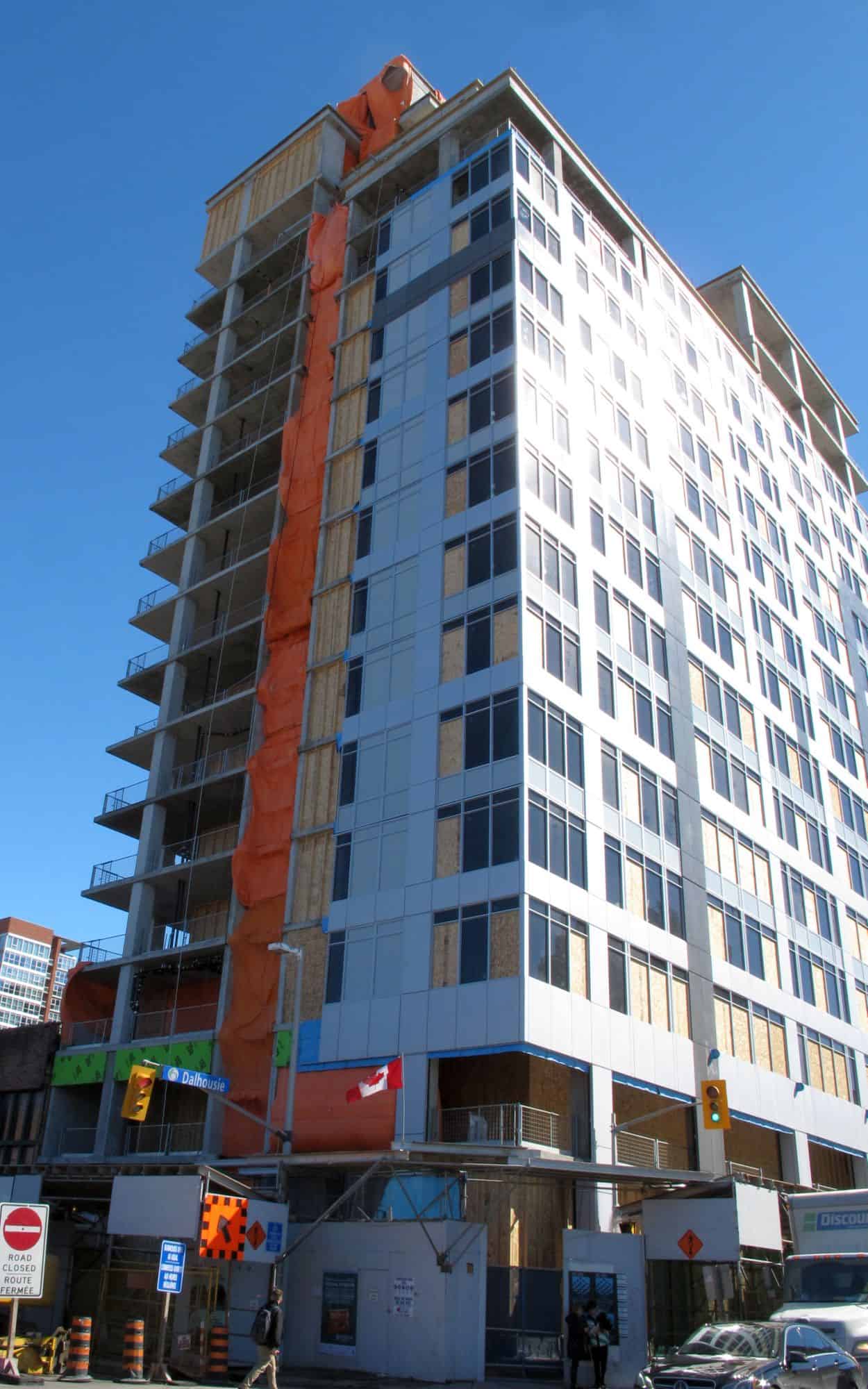 New building corner of York and Dalhousie Streets large vertical spandrelled area