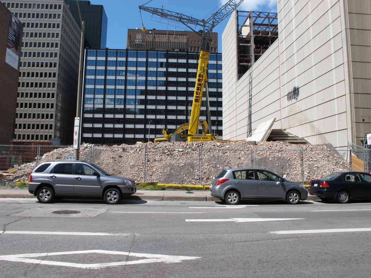 The rubble pile continues to grow at the west end of the site