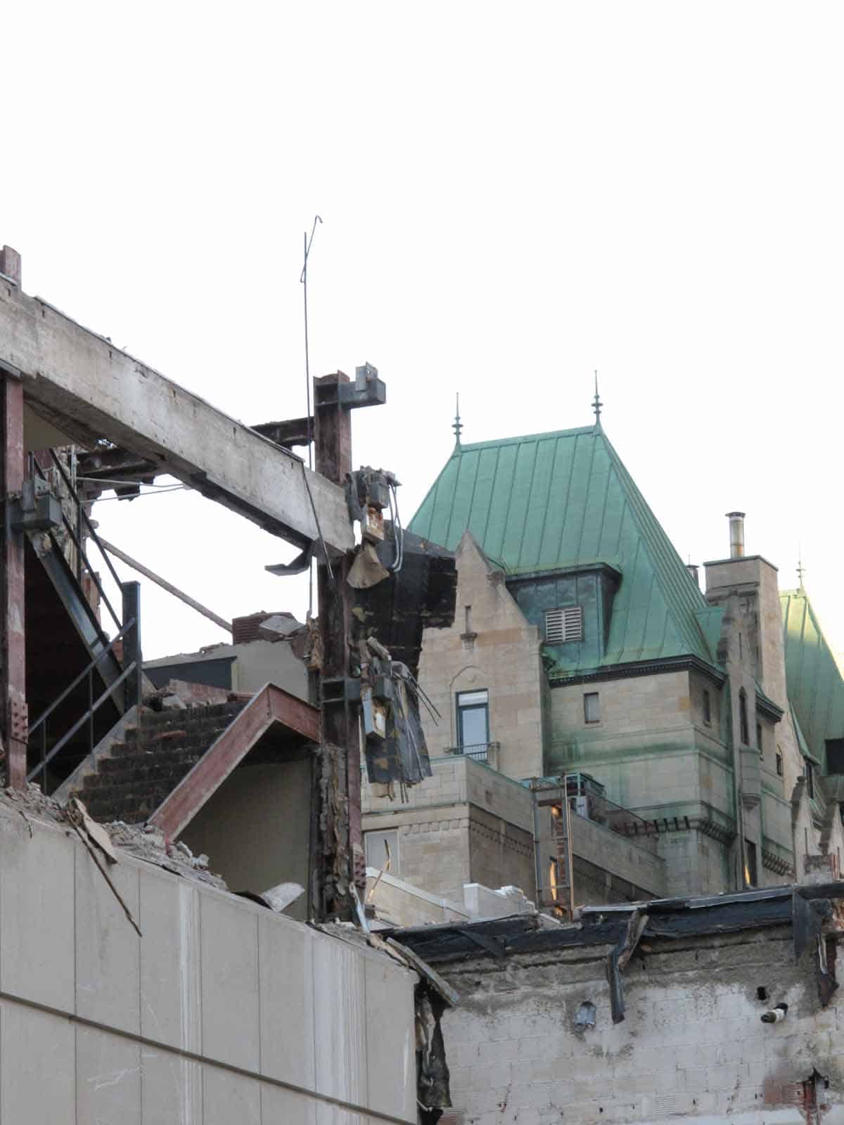 Detail of northwest stairwell with Lord Elgin roof visible beyond