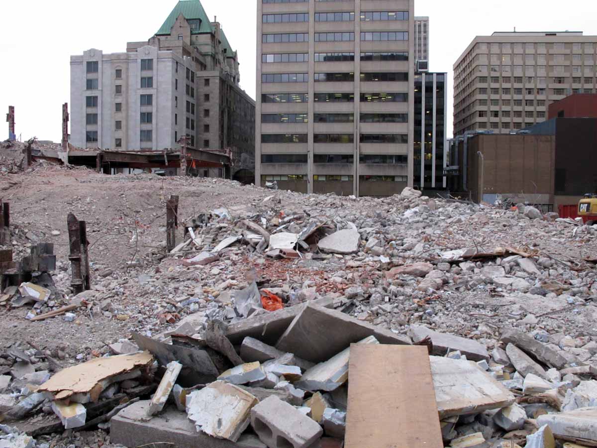 Demolition debris on the west portion of the site