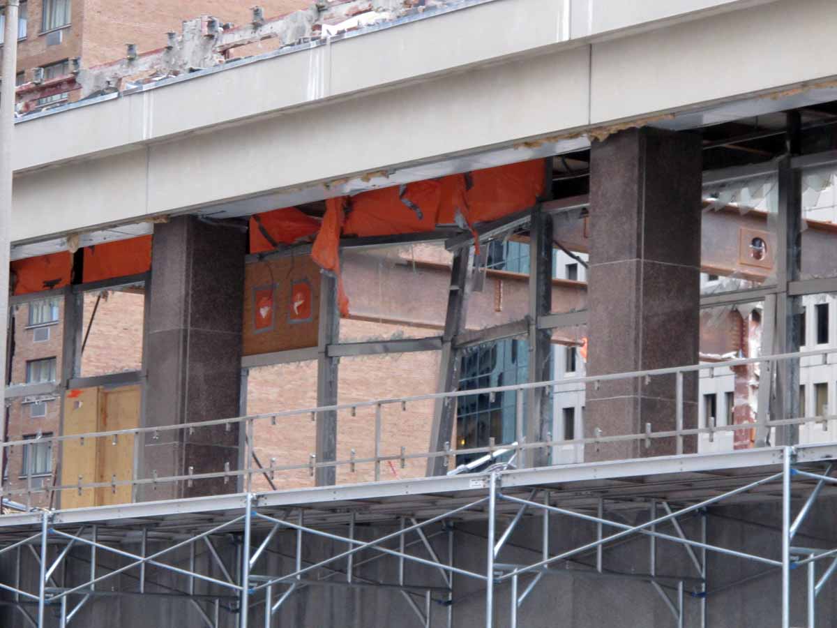 Remaining pieces of podium window assembly along Slater Street