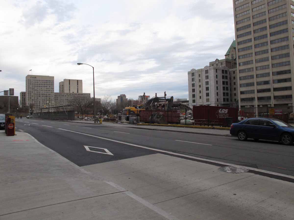 Looking southwest on Albert Street at remainder of Lorne Building