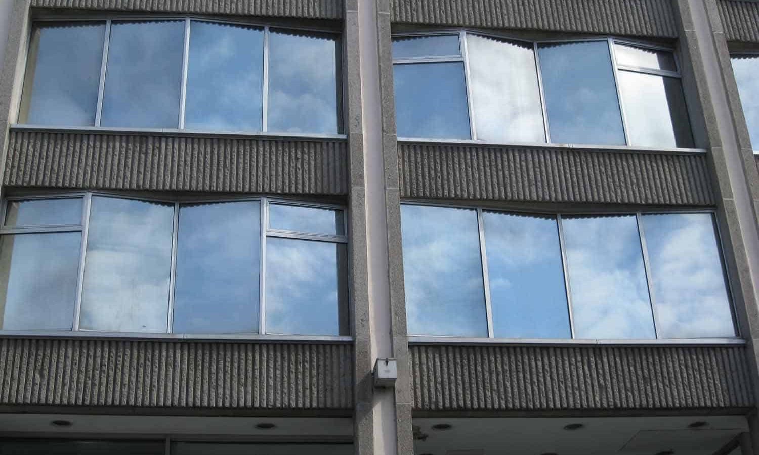 Fenestration patterning reflecting the sky in various ways