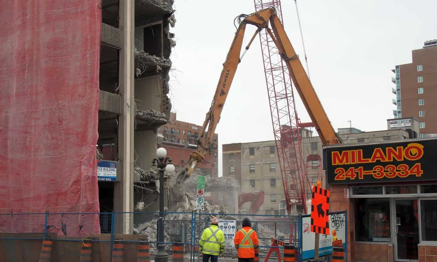 Dalhousie Street with demolition proceeding ground-based heavy machinery