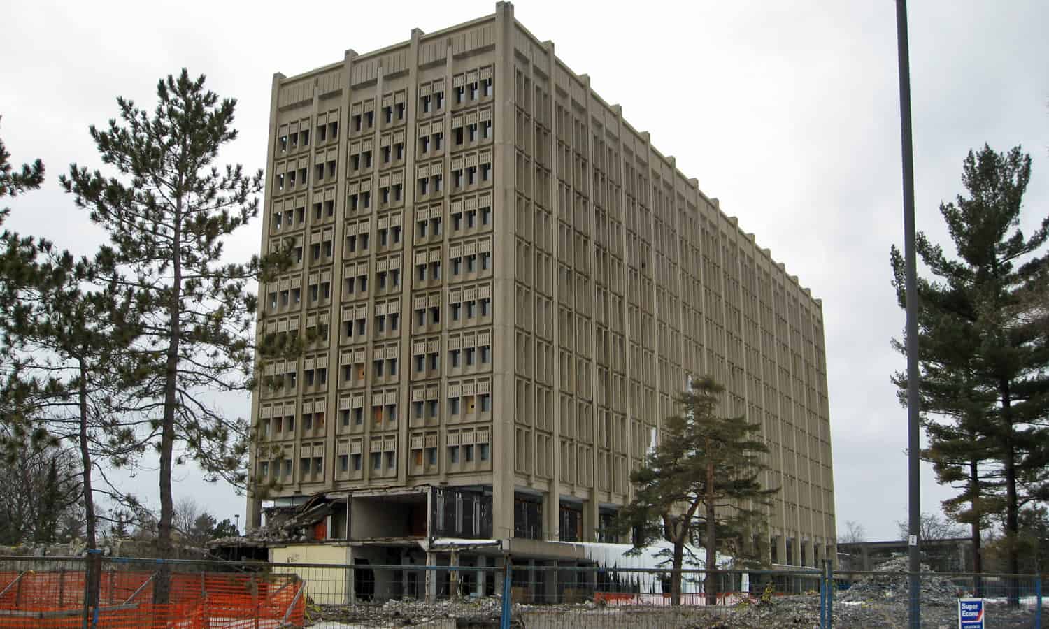 Southeast and northeast elevations with former location of southeast wing in foreground