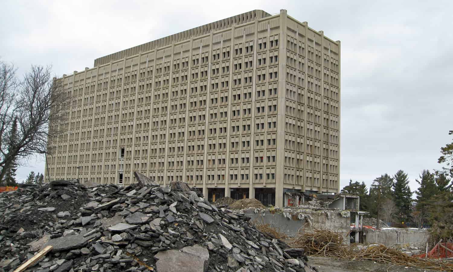 Looking north with debris in the foreground