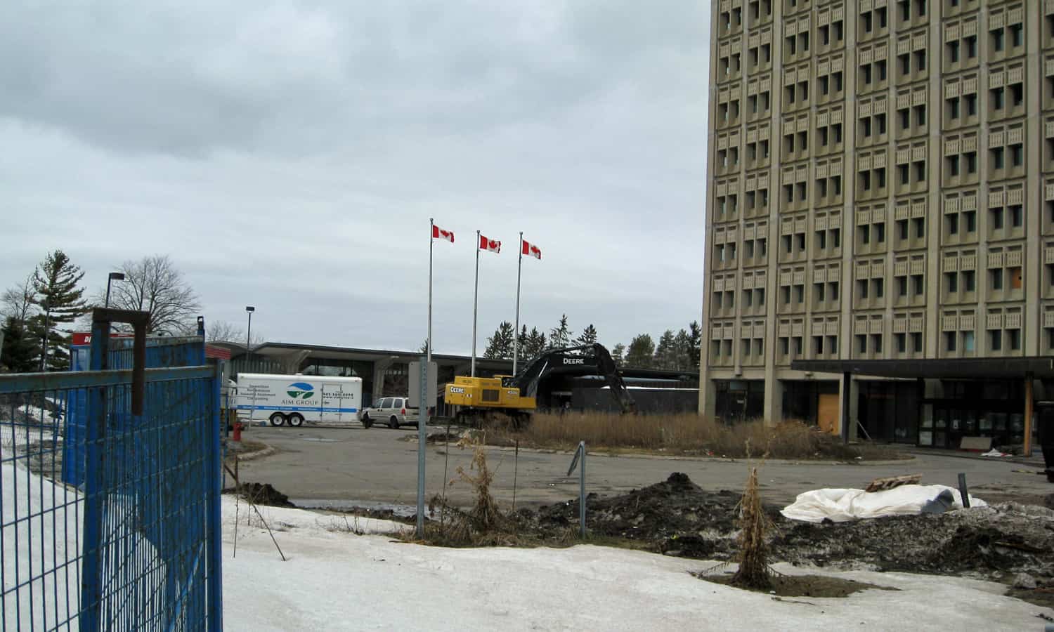 Looking north towards the cafeteria wing