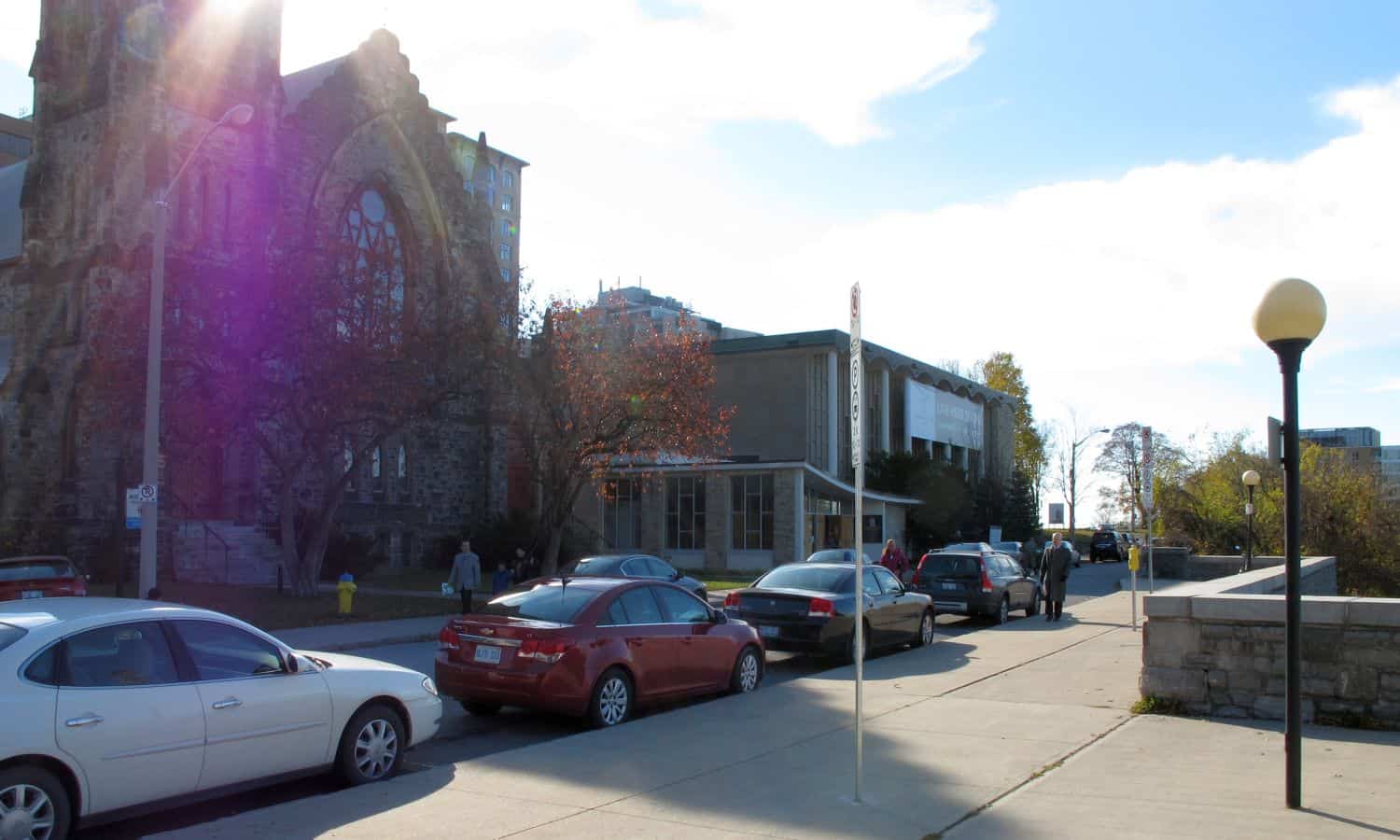 Queen Street elevation looking west (main church at left of photo)