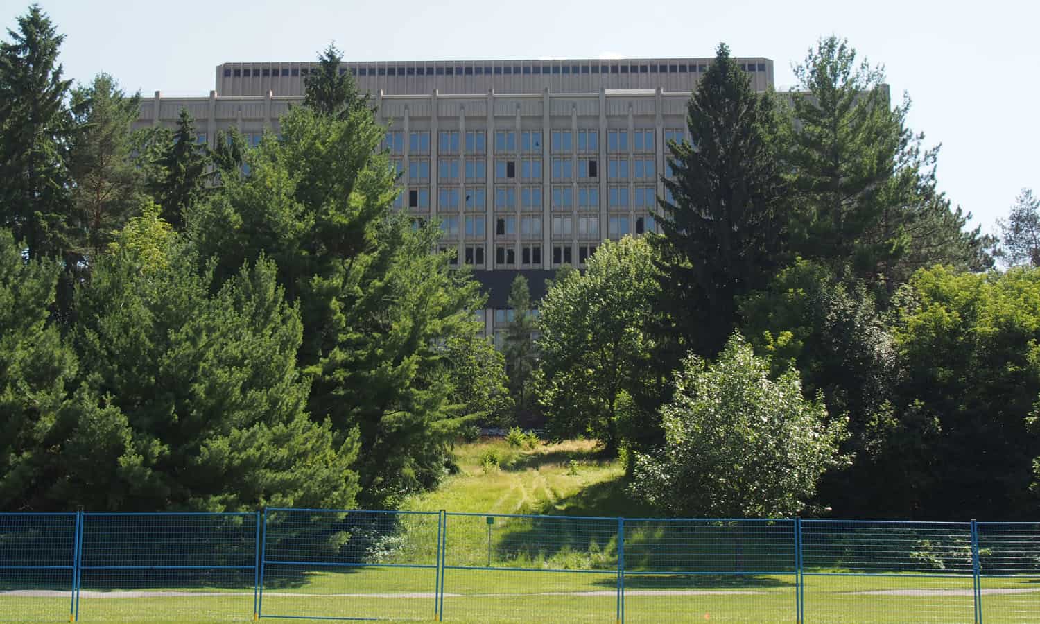 East elevation from the adjacent park