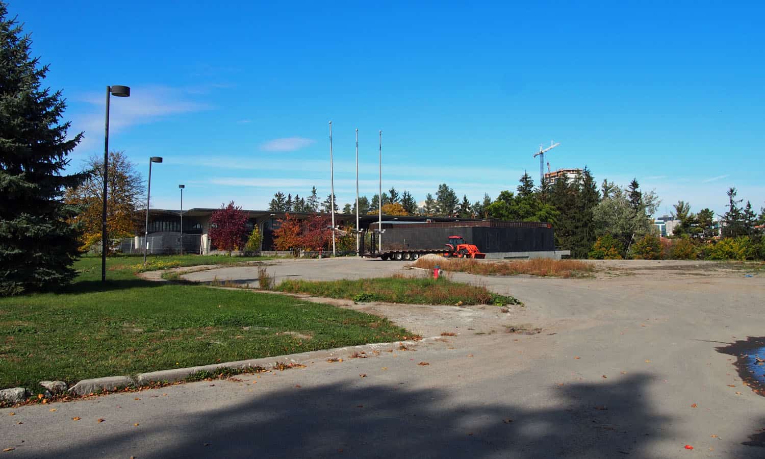 East forecourt at the former roundabout of the office block