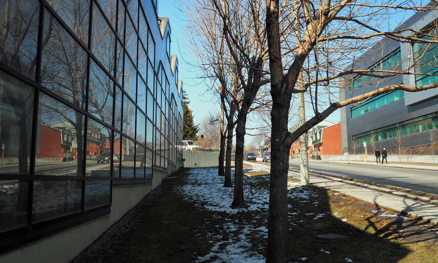 Looking north along the eastern edge of the building